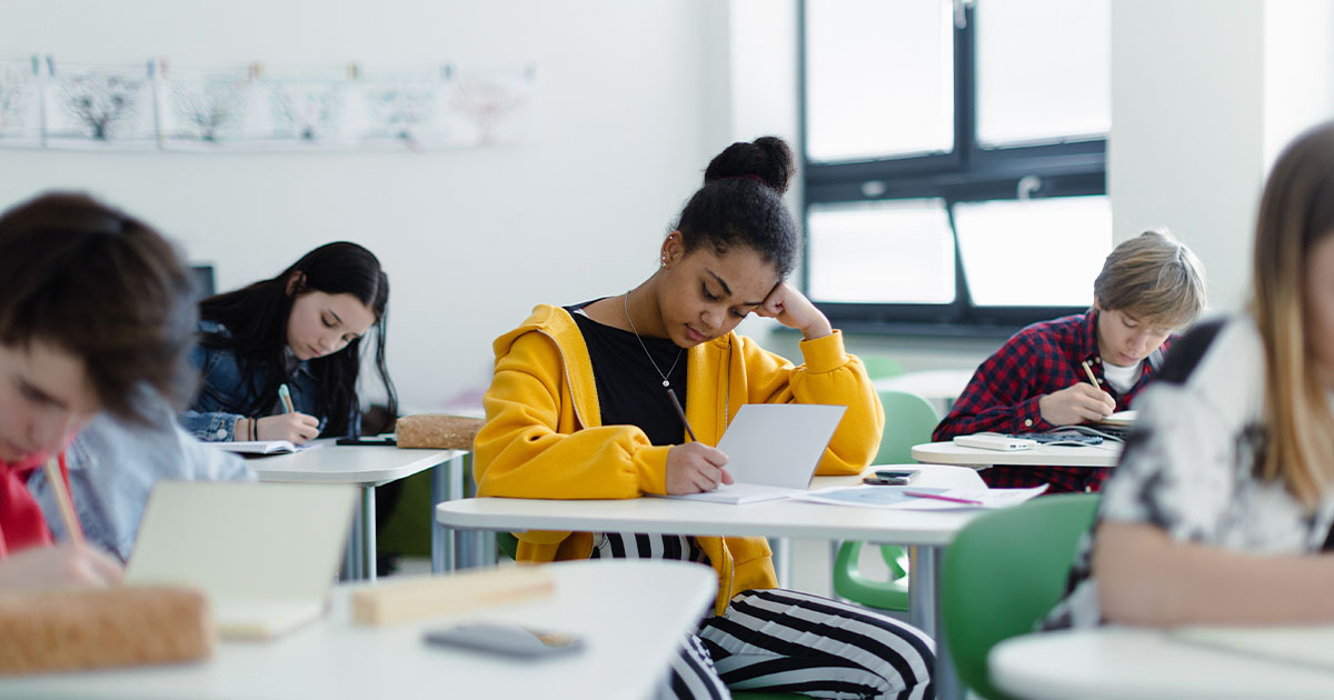 five high school students in class