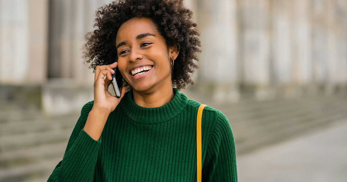 young woman on phone