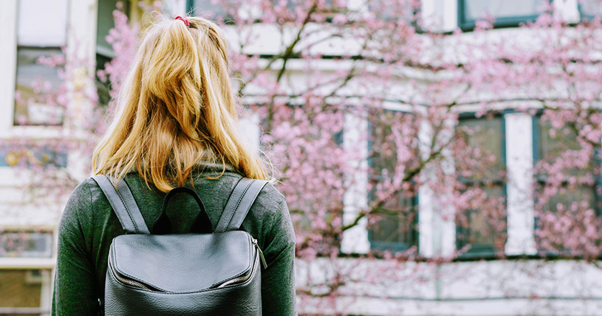 college girl springtime